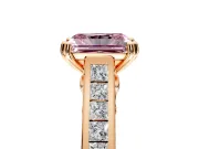 Solitaire Engagement Ring Setting for Fancy Pink Radiant Cut Center with Channel Band and Double Claw Prong Head in Rose Gold