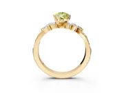 Solitaire Engagement Ring Setting for Fancy Yellow Pear-Shaped Center with Marquise Accent Twist Band and Prong Head in Yellow Gold