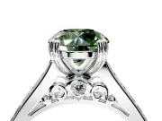 Solitaire Engagement Ring Setting for Fancy Green Round Cut Center with Channel Band and Double Claw Prong Head in Platinum