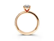 Solitaire Engagement Ring Setting for Emerald Cut Center with Scrollwork Band and Prong Head in Rose Gold