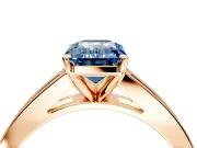 Solitaire Engagement Ring Setting for Fancy Blue Emerald Cut Center with Princess Cut Channel Band and Prong Head in Rose Gold