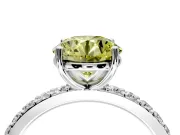 Solitaire Engagement Ring Setting for Fancy Yellow Round Cut Center with Round Cut Pave Band and Prong Head in Platinum