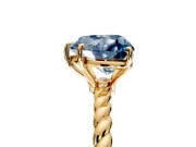 Solitaire Engagement Ring Setting for Fancy Blue Heart-Shaped Center with Plain Twisted Rope Band and Prong Head in Yellow Gold