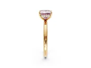 Hidden Halo Engagement Ring Setting for Fancy Pink Princess Cut Center with Thin Rounded Band and Prong Head in Yellow Gold