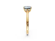 Solitaire Engagement Ring Setting for Fancy Blue Princess Cut Center with Narrow Cathedral Band and Prong Head in Yellow Gold