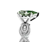 Solitaire Engagement Ring Setting for Fancy Green Pear-Shaped Center with Marquise Panel Band and Prong Head in White Gold