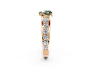 Solitaire Engagement Ring Setting for Fancy Green Heart-Shaped Center with Graduated Shared Prongs and Prong Head in Rose Gold
