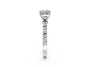 Open Basket Engagement Ring Setting for Cushion Cut Center with Pave Band and Prong Head in Platinum