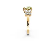 Floral Engagement Ring Setting for Fancy Yellow Heart-Shaped Center with Marquise Cluster Shoulders and Prong Head in Yellow Gold
