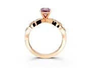 Solitaire Engagement Ring Setting for Fancy Pink Emerald Cut Center with Criss-Cross Accent Band and Prong Head in Rose Gold