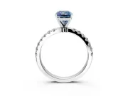 Open Basket Engagement Ring Setting for Fancy Blue Radiant Cut Center with Pave Band and Prong Head in Platinum