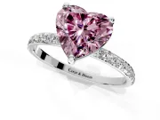 Solitaire Engagement Ring Setting for Fancy Pink Heart-Shaped Center with Pave Accents and Prong Head in Platinum