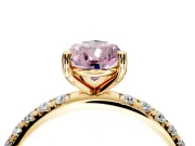 Solitaire Engagement Ring Setting for Fancy Pink Pear-Shaped Center with Micro Pave Band and Prong Head in Yellow Gold