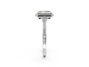 Halo Engagement Ring Setting for Fancy Green Radiant Cut Center with Pave Accents, Heart Basket and Prong Head in Platinum