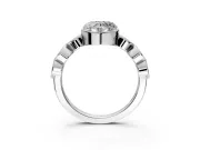Vintage Station Engagement Ring Setting for Heart-Shaped Center with Accents and Prong Head in Platinum