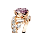 Solitaire Engagement Ring Setting for Fancy Pink Heart-Shaped Center with Pave Bypass Twist Band and Prong Head in Rose Gold