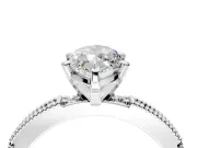 Solitaire Engagement Ring Setting for Marquise Center with Milgrain-Edged Pave Band and Prong Head in Sterling Silver