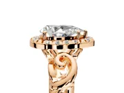Halo Engagement Ring Setting for Pear-Shaped Center with Open Scroll Shoulders and Prong Head in Rose Gold