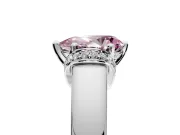 Solitaire Engagement Ring Setting for Fancy Pink Pear-Shaped Center with Wide Band, Pave Collar and Prong Head in Platinum