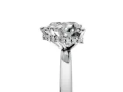 Hidden Halo Engagement Ring Setting for Heart-Shaped Center with Plain Band and Tall Prong Head in White Gold