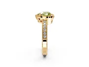 Milgrain Halo Engagement Ring Setting for Fancy Yellow Heart-Shaped Center with Wide Pave Band and Prong Head in Yellow Gold