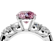 5 Stone Engagement Ring Setting for Fancy Pink Round Cut Center with Graduated Accents and Prong Head in Sterling Silver