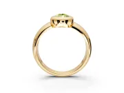 Solitaire Engagement Ring Setting for Fancy Yellow Pear-Shaped Center with Wide Band and Bezel Head in Yellow Gold