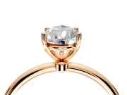 Solitaire Engagement Ring Setting for Pear-Shaped Center with Straight Thin Band and Prong Head in Rose Gold