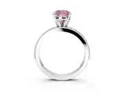 Milgrain Pave Engagement Ring Setting for Fancy Pink Cushion Cut Center with Accent Band and Prong Head in Platinum