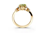 Floral Engagement Ring Setting for Fancy Yellow Heart-Shaped Center with Marquise Cluster Shoulders and Prong Head in Yellow Gold