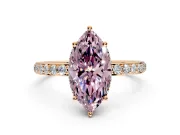 Hidden Halo Engagement Ring Setting for Fancy Pink Marquise Center with Pave Band and Prong Head in Rose Gold