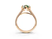 Solitaire Engagement Ring Setting for Fancy Green Marquise Center with Accented Split Shank and Prong Head in Rose Gold