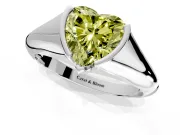 Tension Engagement Ring Setting for Fancy Yellow Heart-Shaped Center with Wide Tapered Band and Tension Head in Sterling Silver