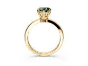 Solitaire Engagement Ring Setting for Fancy Green Heart-Shaped Center with Plain Band and Tulip Prong Head in Yellow Gold