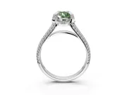 Solitaire Engagement Ring Setting for Fancy Green Pear-Shaped Center with Accented Split Shank and Prong Head in Sterling Silver