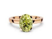 Solitaire Engagement Ring Setting for Fancy Yellow Oval Center with Plain Band and Flat Tab Prong Head in Rose Gold