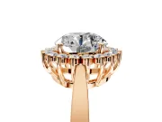 Starburst Halo Engagement Ring Setting for Round Cut Center with Flat Cathedral Band and Prong Head in Rose Gold