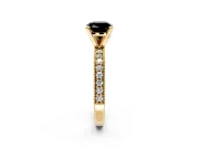 Milgrain Pave Engagement Ring Setting for Fancy Black Cushion Cut Center with Accent Band and Prong Head in Yellow Gold