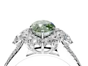 Halo Engagement Ring Setting for Fancy Green Marquise Center with Two-Strand Split Shank and Prong Head in Sterling Silver