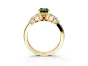 Leaf Cluster Engagement Ring Setting for Fancy Green Emerald Cut Center with Marquise Accents and Prong Head in Yellow Gold
