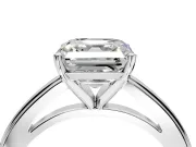 Solitaire Engagement Ring Setting for Asscher Cut Center with Flat-Sided Plain Band and Prong Head in White Gold