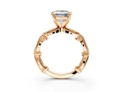 Solitaire Engagement Ring Setting for Princess Cut Center with Marquise Panel Band and Prong Head in Rose Gold