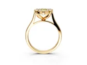 Single Halo Engagement Ring Setting for Fancy Yellow Pear-Shaped Center with Corner Claws, Plain Band and Prong Head in Yellow Gold