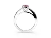 Solitaire Engagement Ring Setting for Fancy Pink Oval Center with Flat-Sided Plain Band and Prong Head in Sterling Silver