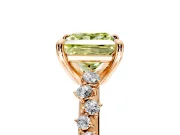Solitaire Engagement Ring Setting for Fancy Yellow Princess Cut Center with Trailing Leaf Accent Band and Prong Head in Rose Gold