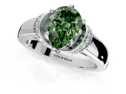 Solitaire Engagement Ring Setting for Fancy Green Pear-Shaped Center with Wide Band, Pave Collar and Prong Head in Platinum