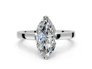 Solitaire Engagement Ring Setting for Marquise Center with Plain Band and Flat Tab Prong Head in White Gold