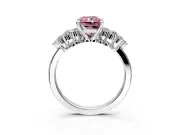 Cluster Engagement Ring Setting for Fancy Pink Radiant Cut Center with 2-Row Shoulder Clusters and Prong Head in Platinum