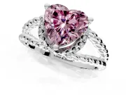 Halo Engagement Ring Setting for Fancy Pink Heart-Shaped Center with Rope Twist Split Shank and Prong Head in White Gold