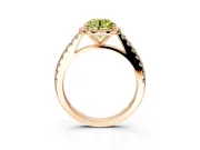 Halo Engagement Ring Setting for Fancy Yellow Round Cut Center with Full Pave Band and Prong Head in Rose Gold